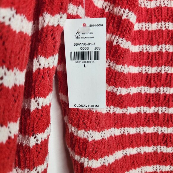 NWT Old Navy Pointelle Knit Striped Button Front Cardigan Size Large - Picture 5 of 5